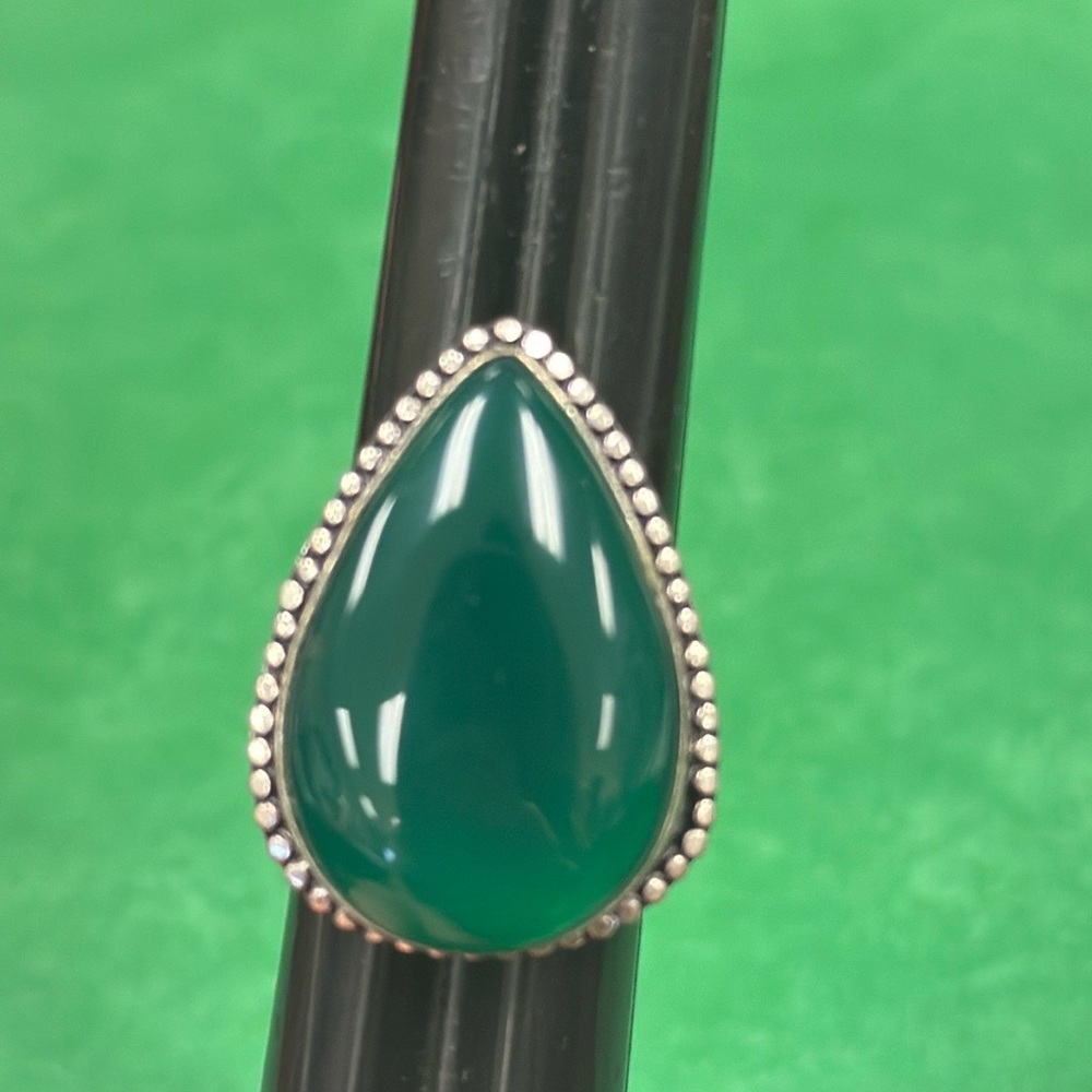 Green Chalcedony Silver Ring - image 8